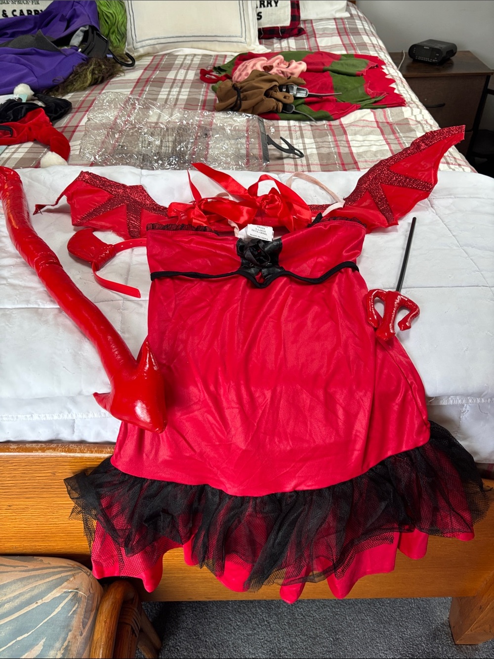 California Costumes Red and Black Devil Kids Dress with Wings and Tail